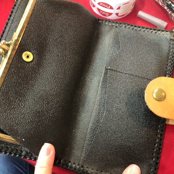 Tan Leather Wallet with Praying Hands Design - Picture 3 of 9